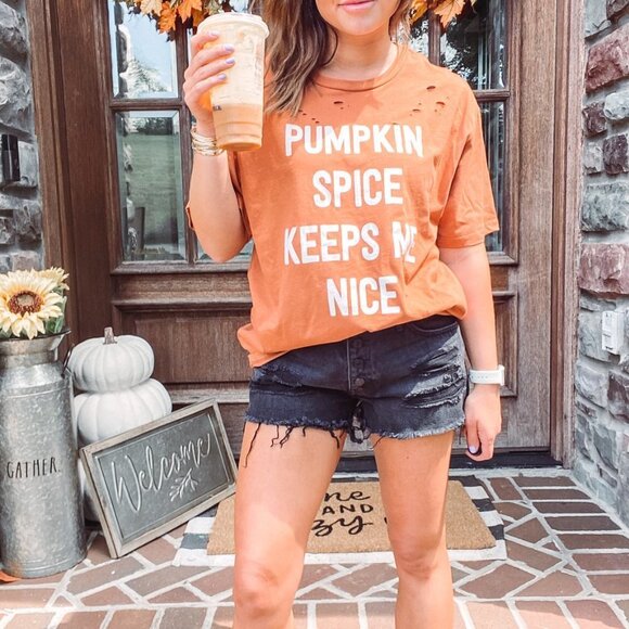 Pumpkin Spice Keeps Me Nice Tee - Picture 8 of 8